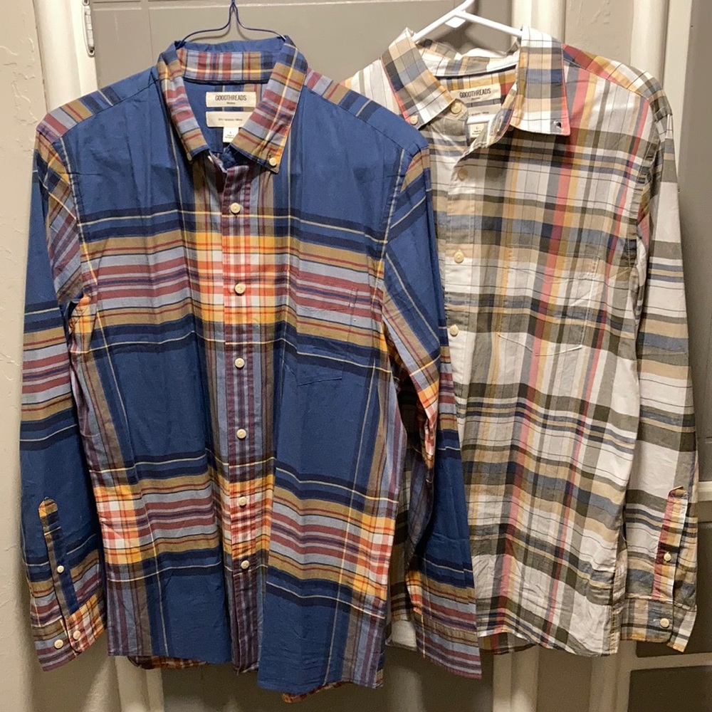 Goodthreads L/S plaid & strip shirts